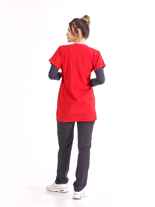 Rot Greys Tunika-Länge Hijab Medizinischer Kasack Luxus Lycra-Stoff