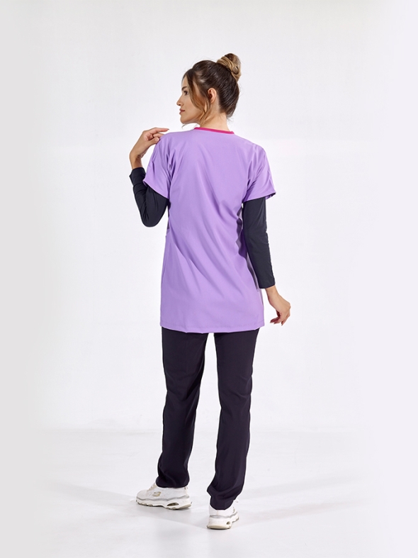 Hellviolett Greys Tunika-Länge Hijab Medizinischer Kasack Luxus Lycra-Stoff