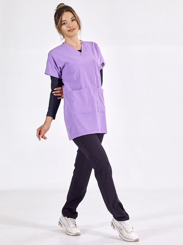 Hellviolett Greys Tunika-Länge Hijab Medizinischer Kasack Luxus Lycra-Stoff