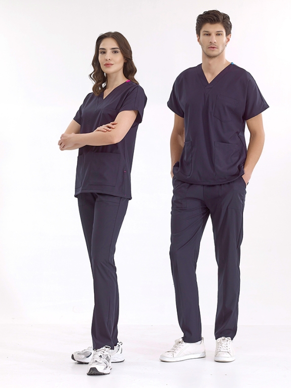 Navy Blue Dr. Greys Doctor Nurse Medical Scrubs Set Luxury Lycra Fabric