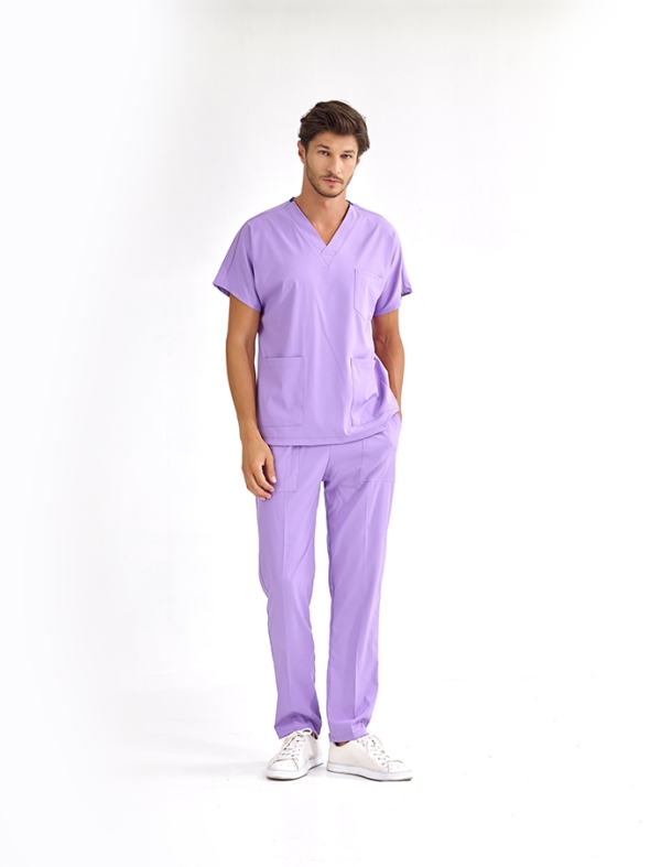 Hellviolett Dr. Greys Medizinischer Scrubs Set für Ärzte und Pflege Luxus Lycra-Stoff