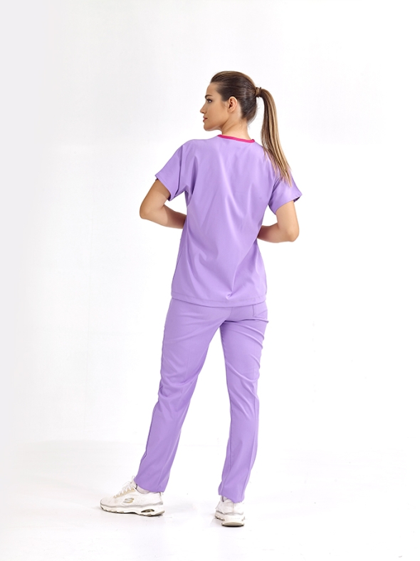 Hellviolett Dr. Greys Medizinischer Scrubs Set für Ärzte und Pflege Luxus Lycra-Stoff