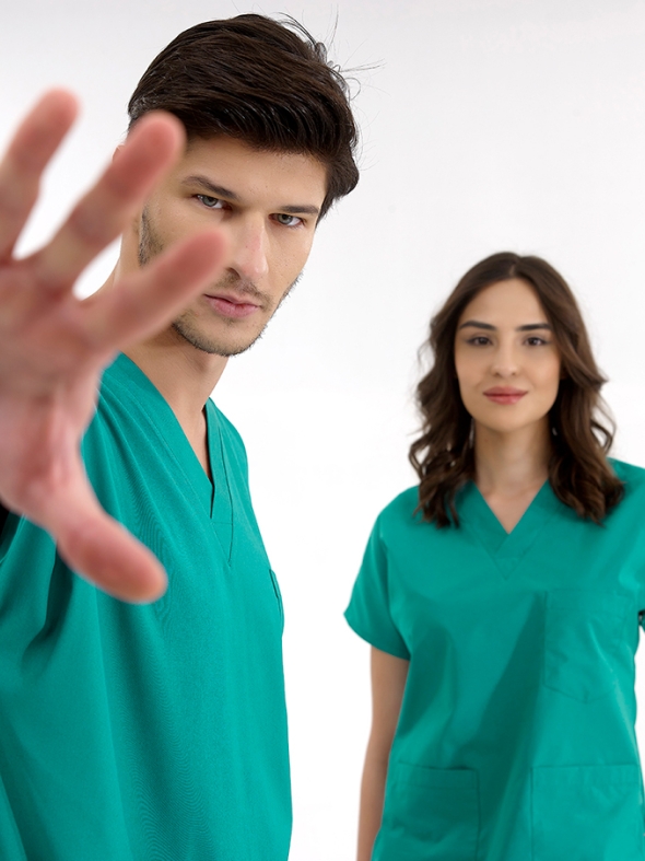 Surgical Green Dr. Greys Doctor Nurse Medical Scrubs Set Luxury Lycra Fabric