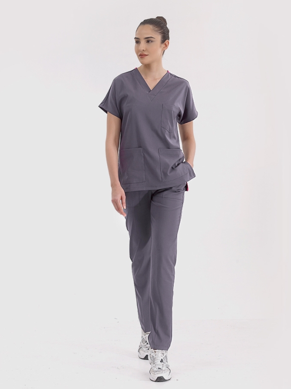 Lead Gray Dr. Greys Doctor Nurse Medical Scrubs Set Luxury Lycra Fabric