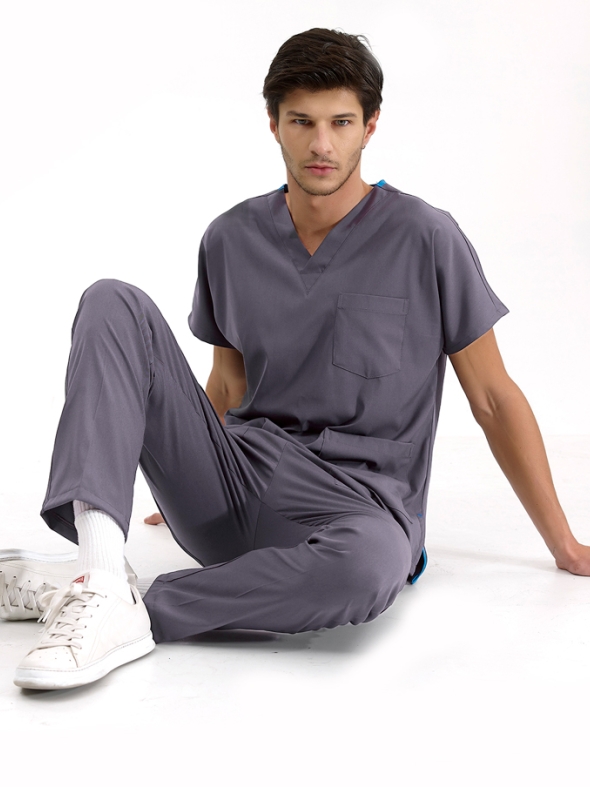 Lead Gray Dr. Greys Doctor Nurse Medical Scrubs Set Luxury Lycra Fabric
