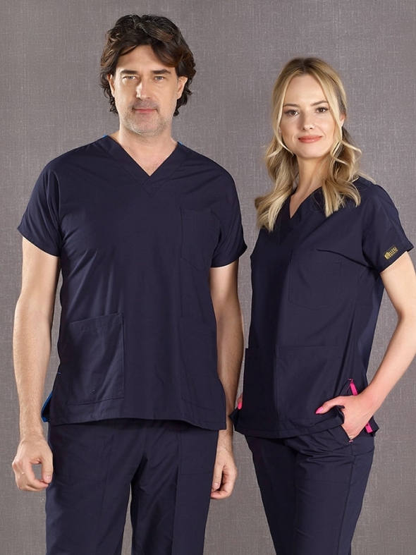 Navy Blue Dr. Greys Doctor Nurse Medical Scrubs Set Poly‑cotton blend fabric