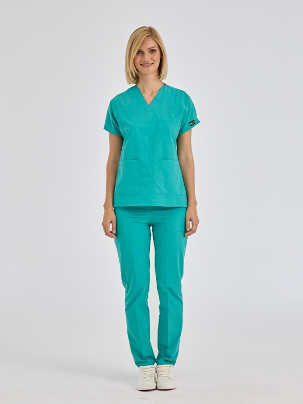 Benetton Yeşili Dr. Greys Doktor Hemşire Medikal Scrubs Takım Terikoton Kumaş