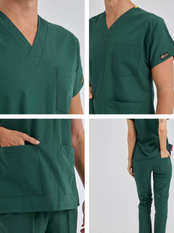 Avcı Yeşili Dr. Greys Doktor Hemşire Medikal Scrubs Takım Terikoton Kumaş