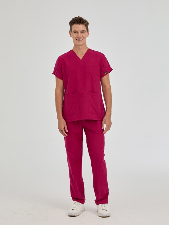 Vişne Dr. Greys Doktor Hemşire Medikal Scrubs Takım Terikoton Kumaş
