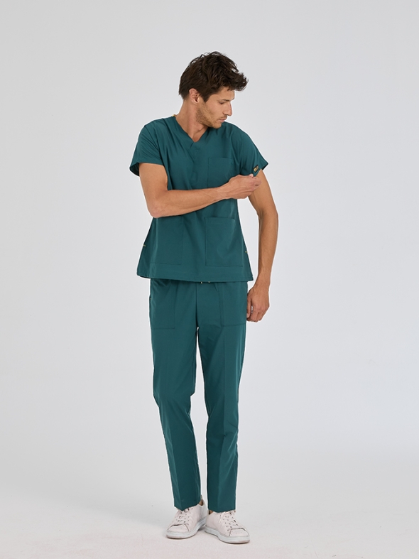 Petrol Yeşili Dr. Greys Doktor Hemşire Medikal Scrubs Takım Terikoton Kumaş