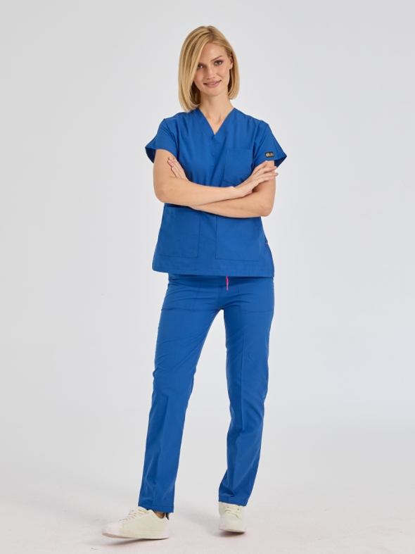 Saks Mavisi Dr. Greys Doktor Hemşire Medikal Scrubs Takım Terikoton Kumaş