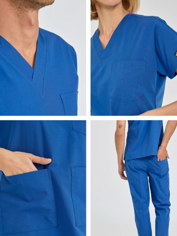 Royal Blue Dr. Greys Doctor Nurse Medical Scrubs Set Poly‑cotton blend fabric