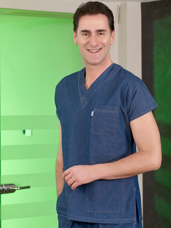 Синяя медицинская кофта MediJean Dr Greys (джинсовая ткань)