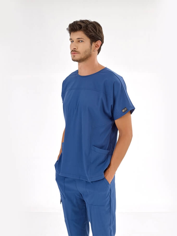 Petrolblau Basic Medizinischer Scrubs Set für Ärzte und Pflege Luxus Lycra-Stoff