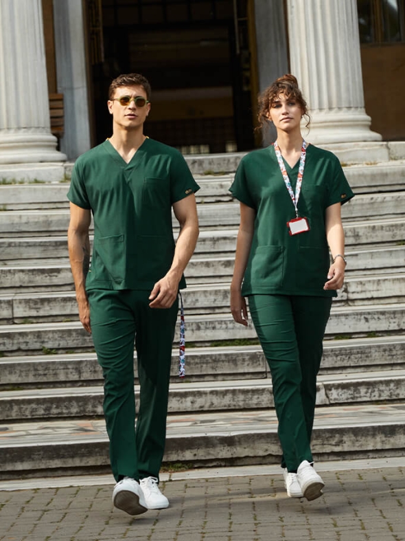 Hunter Green Dr. Greys Doctor Nurse Medical Scrubs Set Luxury Lycra Fabric