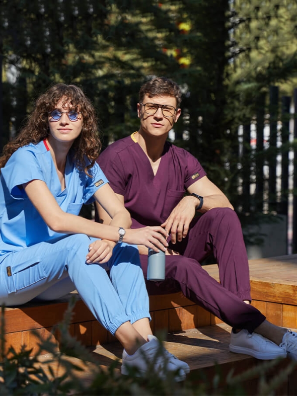 Light Blue Jogger Doctor Nurse Medical Scrubs Set Luxury Lycra Fabric