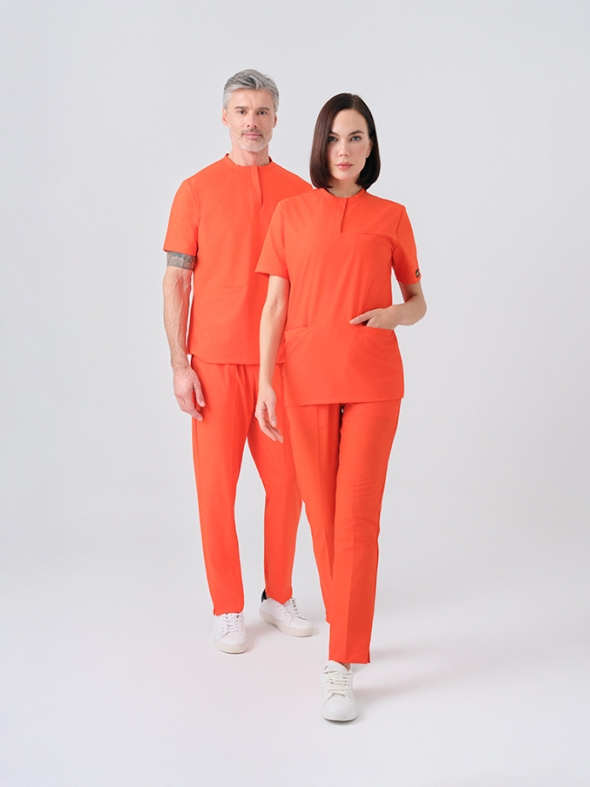 Turunç Cool Doktor Hemşire Medikal Scrubs Takım Best Likralı Kumaş
