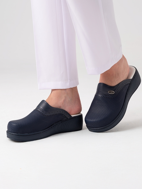 Marineblau Damen Doktor Hebamie Medikal Plus Prestige Gemusterte Medizinische Clogs
