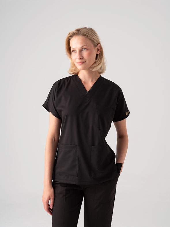 Siyah Dr. Greys Doktor Hemşire Medikal Scrubs Takım Best Likralı Kumaş