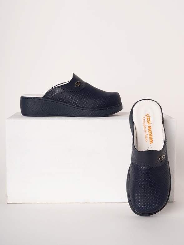 Marineblau Damen Doktor Hebamie Medikal Plus Prestige Gemusterte Medizinische Clogs