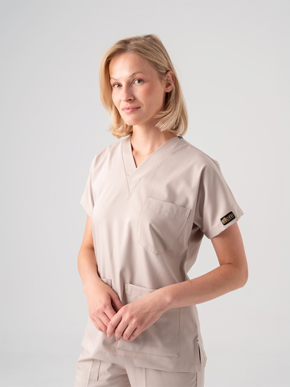 Cream Dr. Greys Doctor Nurse Medical Scrubs Set Best Lycra Fabric
