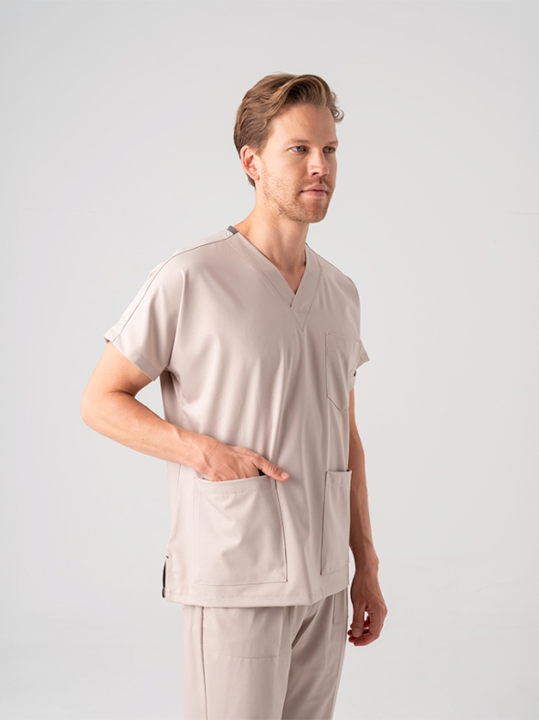 Cream Dr. Greys Doctor Nurse Medical Scrubs Set Best Lycra Fabric