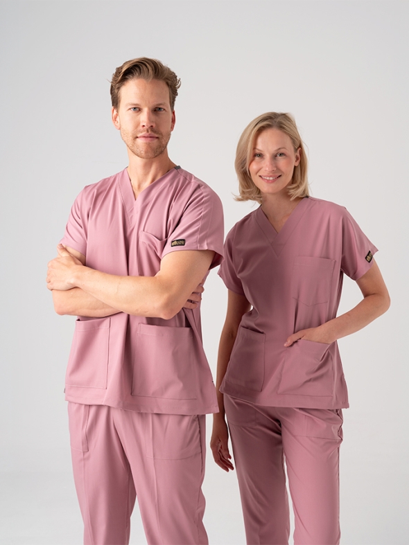Gül Kurusu Dr. Greys Doktor Hemşire Medikal Scrubs Takım Best Likralı Kumaş