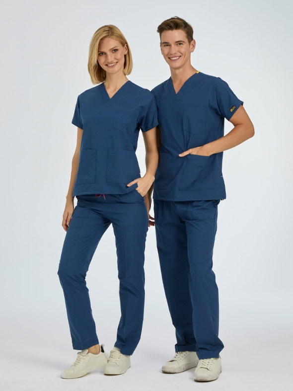 Petrol Blue Dr. Greys Doctor Nurse Medical Scrubs Set Poly‑cotton blend fabric