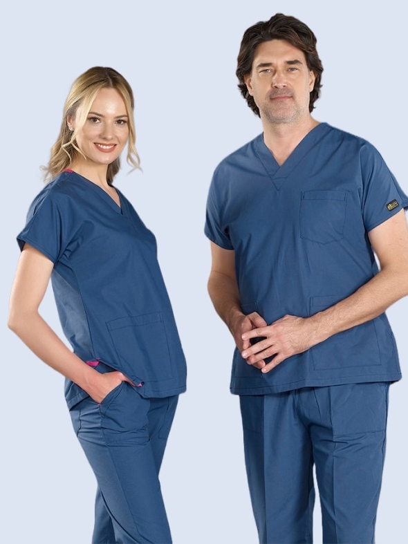 Petrol Blue Dr. Greys Doctor Nurse Medical Scrubs Set Poly‑cotton blend fabric