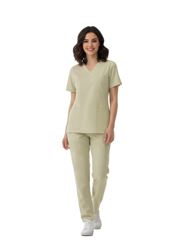 Moth Dr. Greys Doktor Hemşire Medikal Scrubs Takım Lüks Likralı Kumaş