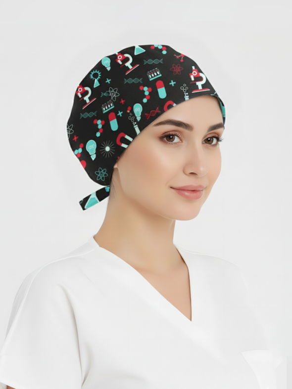 Deney Dünyası Desenli Bone (Cotton Likra Kumaş)