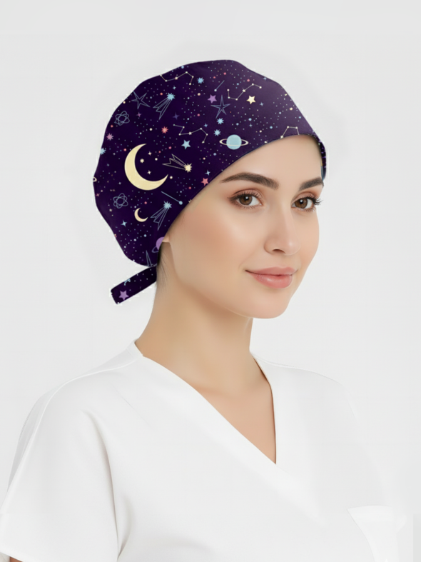 Yıldız Yağmuru Desenli Bone (Cotton Likra Kumaş)