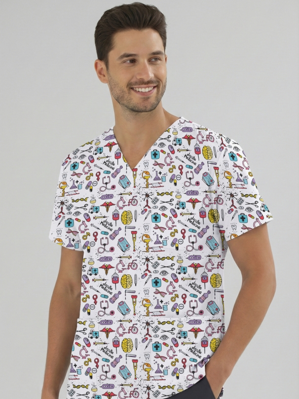 Scientific Patterned Cotton Lycra Single Top