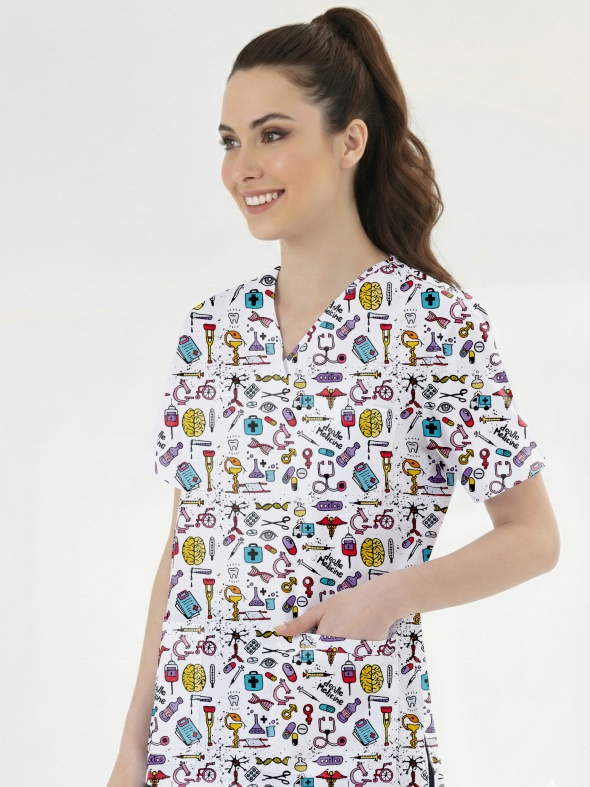 Scientific Patterned Cotton Lycra Single Top