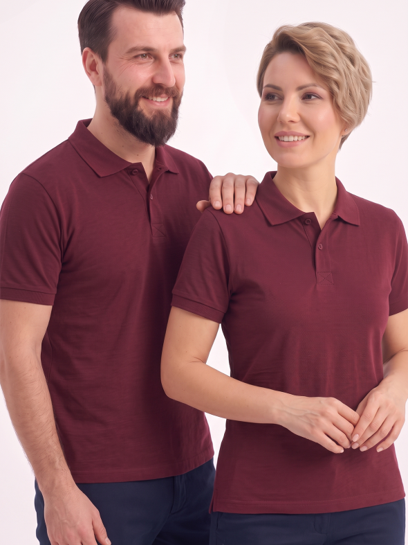 Bordo Polo Yaka Kısa Kol İş Tişörtü Penye Lacoste Kumaş