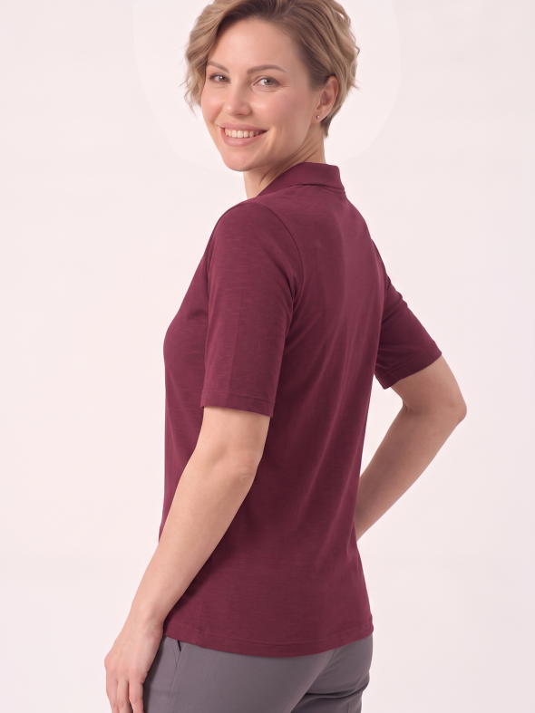 Bordo Polo Yaka Kısa Kol İş Tişörtü Penye Lacoste Kumaş
