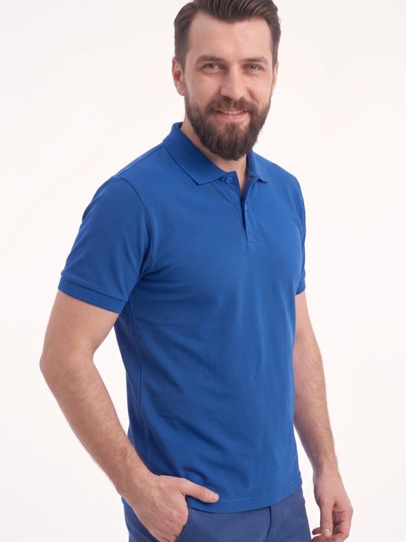 Saks Mavisi Polo Yaka Kısa Kol İş Tişörtü Penye Lacoste Kumaş