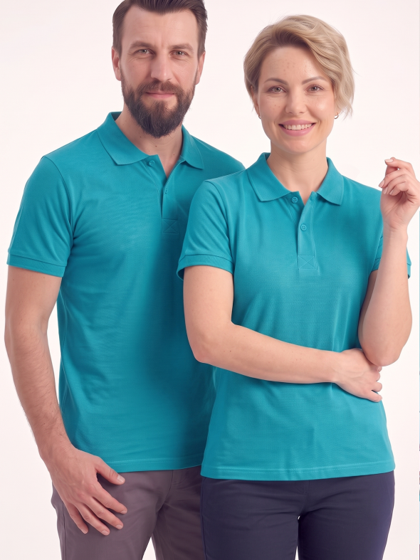 Turkuaz Polo Yaka Kısa Kol İş Tişörtü Penye Lacoste Kumaş