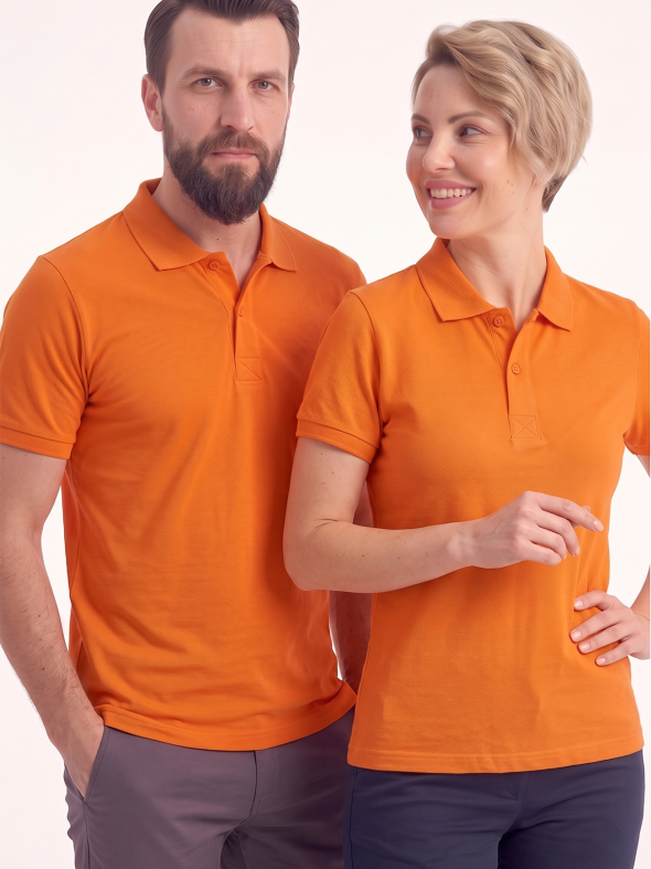 Turuncu Polo Yaka Kısa Kol İş Tişörtü Penye Lacoste Kumaş