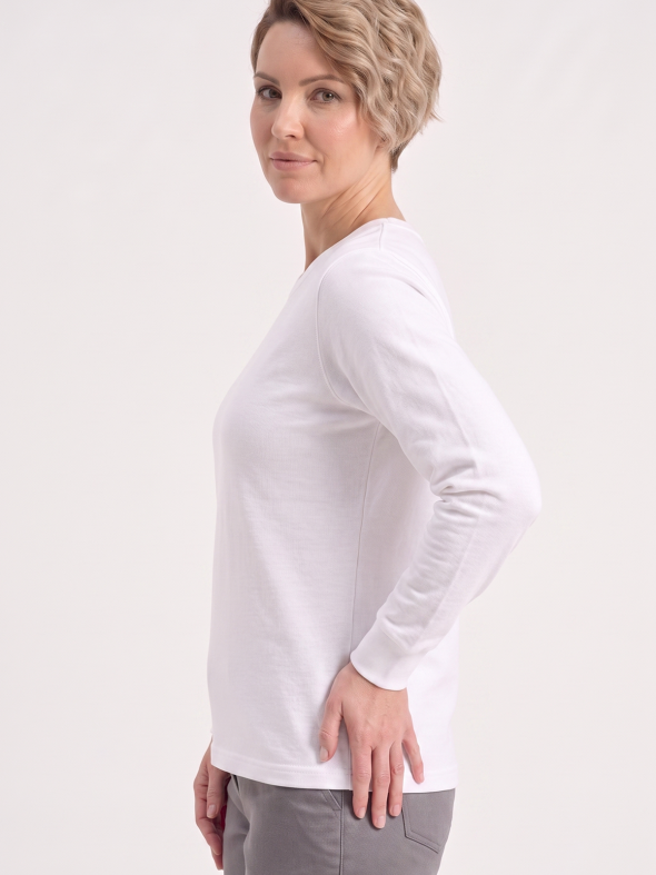 Beyaz Yuvarlak Yaka İş Sweatshirt 2 İplik