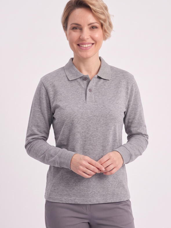 Gri Melanj Polo Yaka İş Sweatshirt 2 İplik