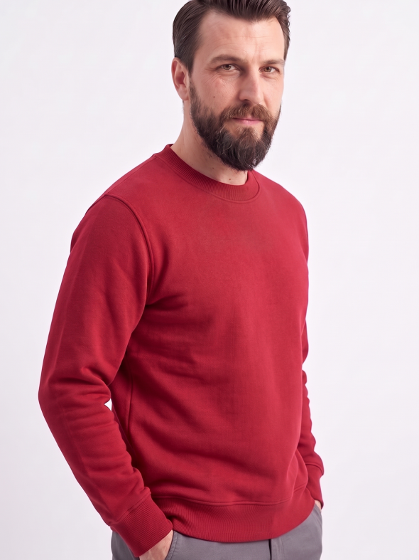 Kırmızı Yuvarlak Yaka İş Sweatshirt 2 İplik