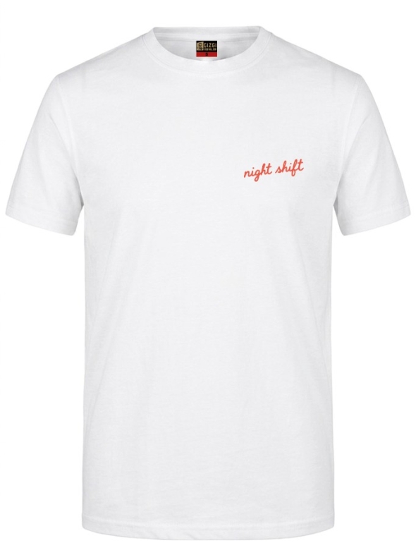 Night Shift Bedrucktes Kurzarm T-Shirt in Weiß (100% Baumwoll-Jersey)