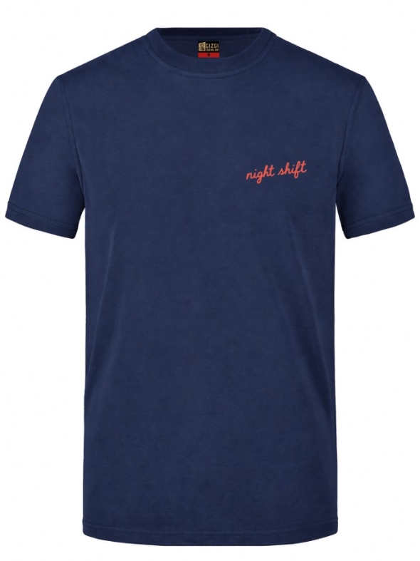 Night Shift Bedrucktes Kurzarm T-Shirt in Navyblau (100% Baumwoll-Jersey)
