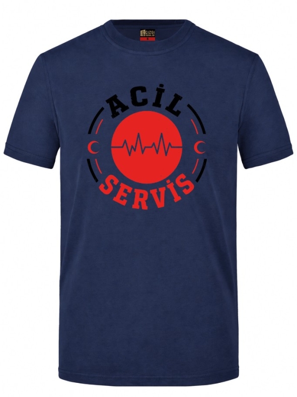 Emergency Service Health Printed Short Sleeve Navy Blue T-Shirt (100% Cotton Jersey Fabric)
