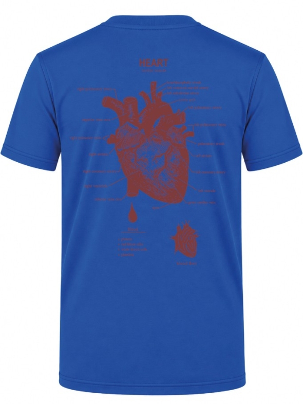 Anatomisches Herz Bedrucktes Kurzarm T-Shirt in Saxe-Blau (100% Baumwoll-Jersey)