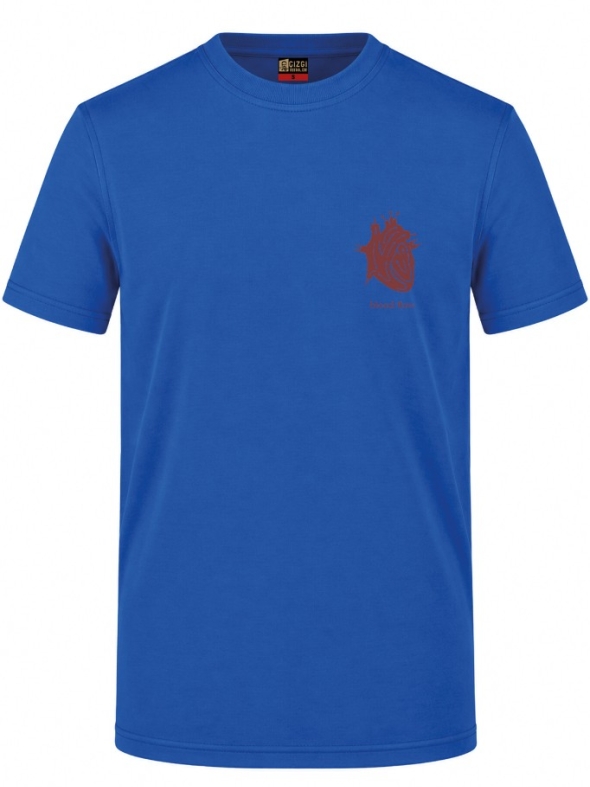 Anatomisches Herz Bedrucktes Kurzarm T-Shirt in Saxe-Blau (100% Baumwoll-Jersey)