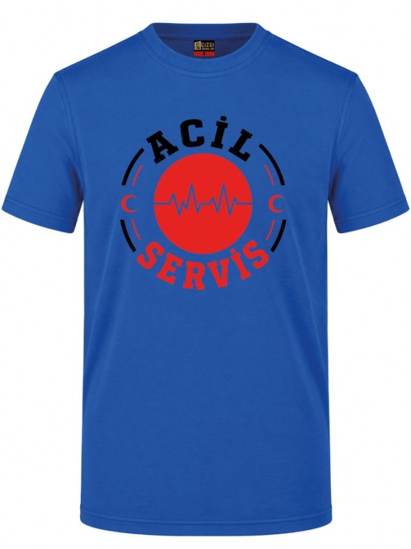 Emergency Service Health Printed Short Sleeve Saxon Blue T-Shirt (100% Cotton Jersey Fabric)