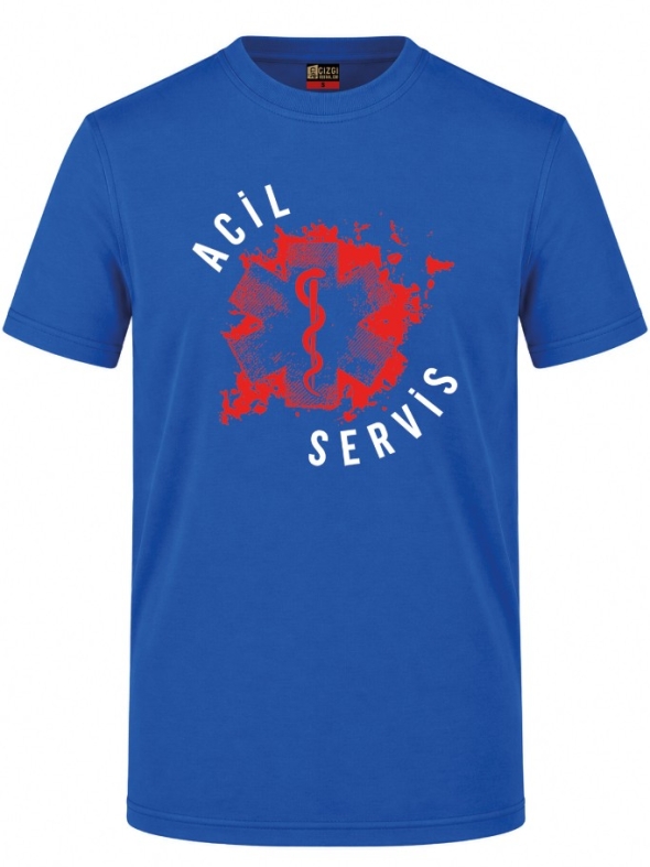 Paramedic Style Emergency Service Printed Short Sleeve Saxon Blue T-Shirt (100% Cotton Jersey Fabric)