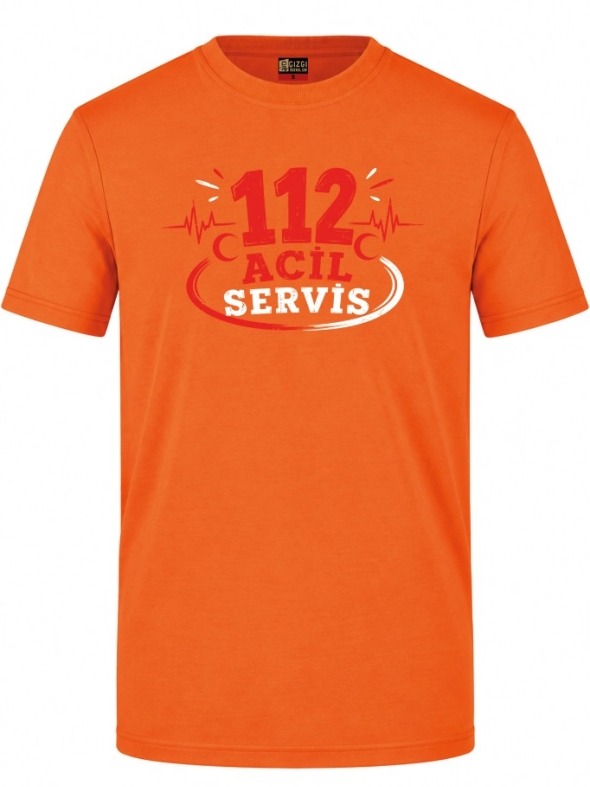 112 Emergency Heroes Printed Short Sleeve Orange T-Shirt (100% Cotton Jersey Fabric)